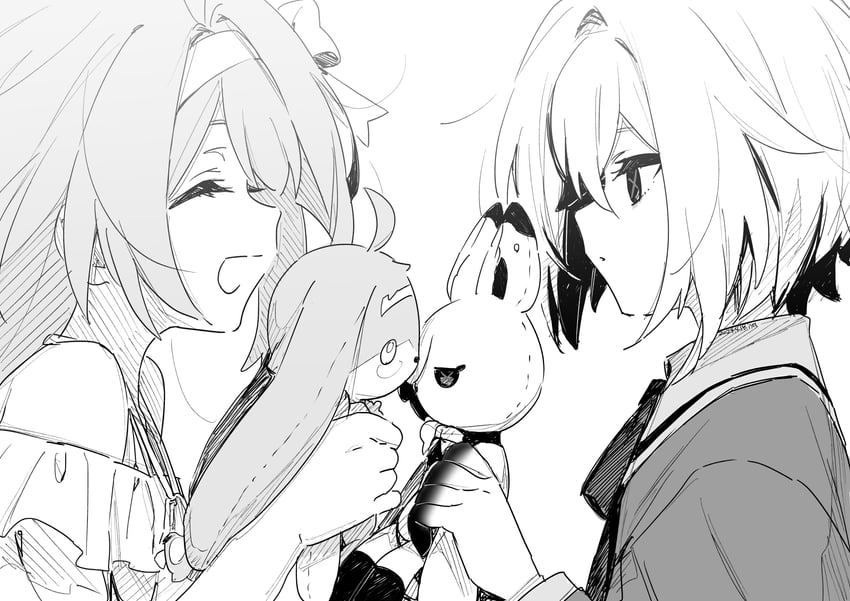 arlecchino, clervie, and peruere (genshin impact) drawn by hoht_yeah