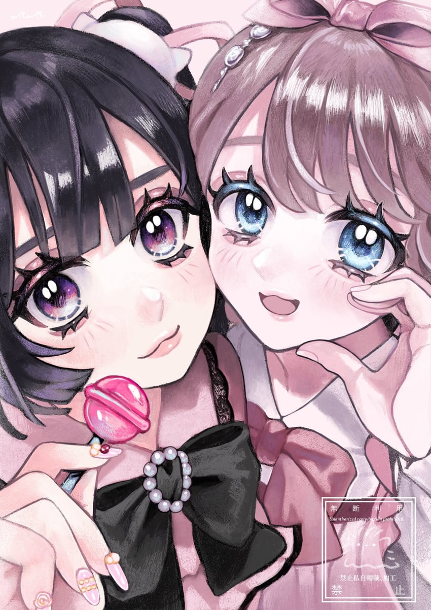 akiyama syu and amanogawa himeno (original) drawn by min_(mts2314)