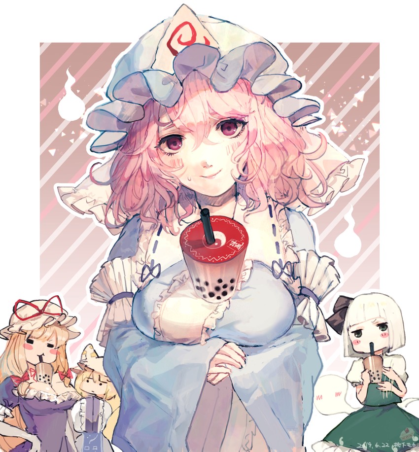 konpaku youmu, yakumo yukari, saigyouji yuyuko, and yakumo ran (touhou) drawn by mochacot