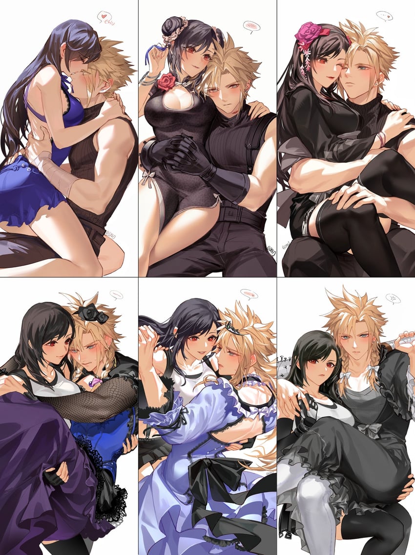 tifa lockhart and cloud strife (final fantasy and 2 more) drawn by duoj_ji