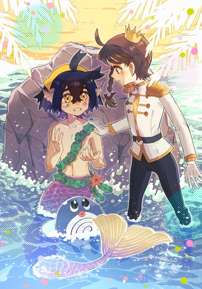 kieran, juliana, and poliwag (pokemon and 1 more) drawn by nai_gai_hongcha