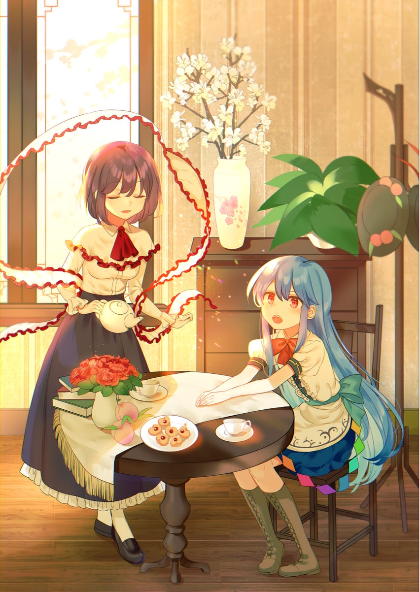 hinanawi tenshi and nagae iku (touhou) drawn by kanta_(pixiv9296614)