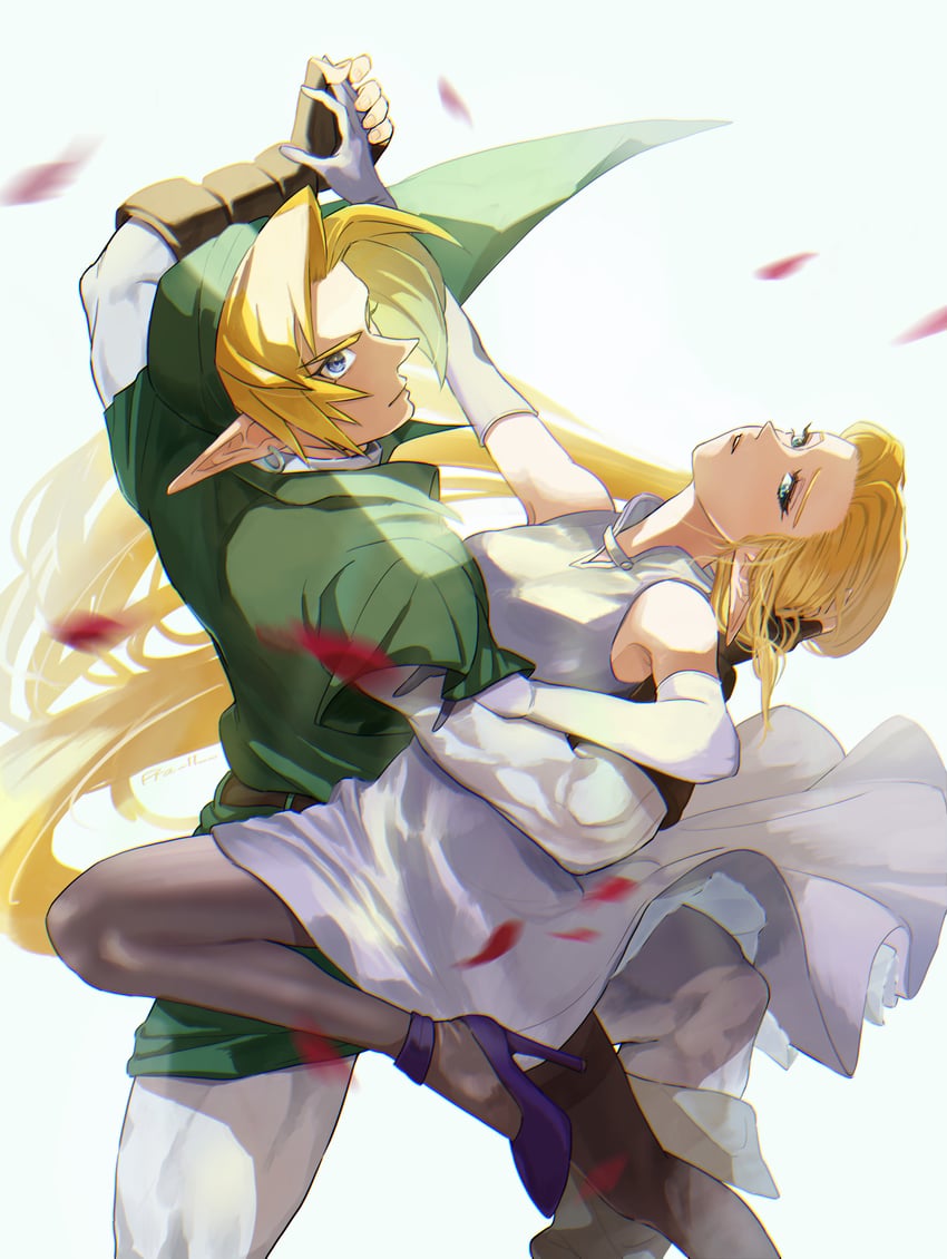 link and princess zelda (the legend of zelda and 1 more) drawn by pra_11
