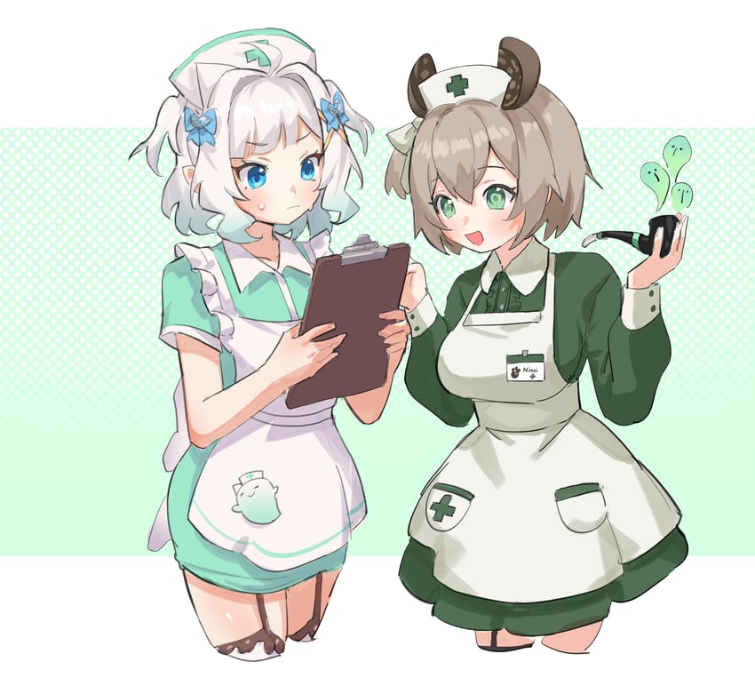mint fantome and nimi nightmare (indie virtual youtuber) drawn by maplesights