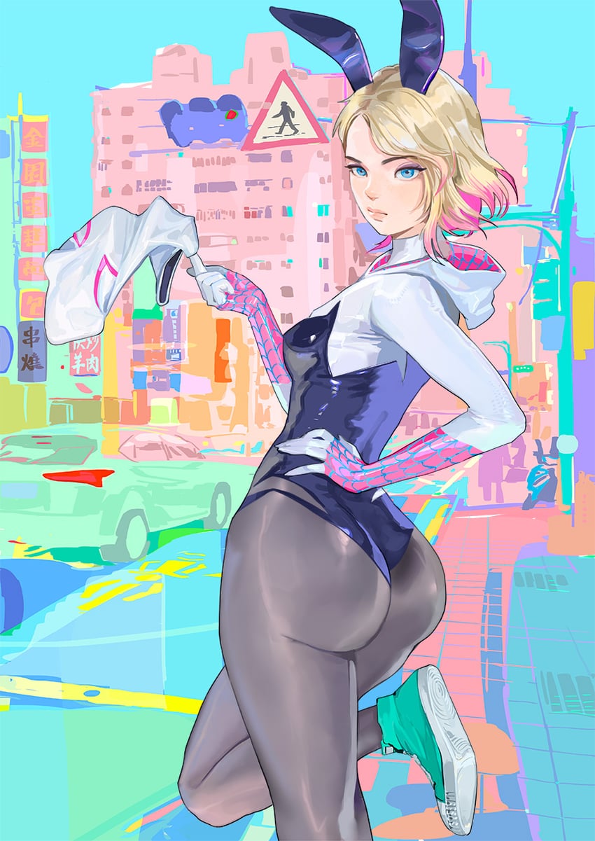 spider-gwen and gwen stacy (marvel and 1 more) drawn by amatiz