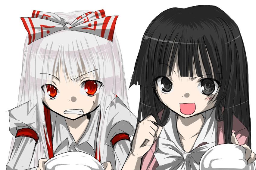 fujiwara no mokou and houraisan kaguya (touhou) drawn by 1-gou_(111touban)