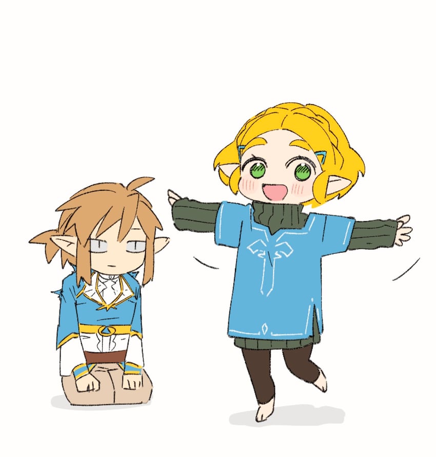 link and princess zelda (the legend of zelda and 1 more) drawn by koi_(nisikicoi)