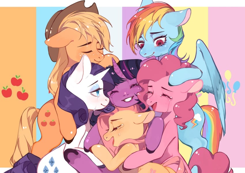 twilight sparkle, fluttershy, rainbow dash, pinkie pie, rarity, and 1 more (my little pony and 1 more) drawn by xieyanbbb