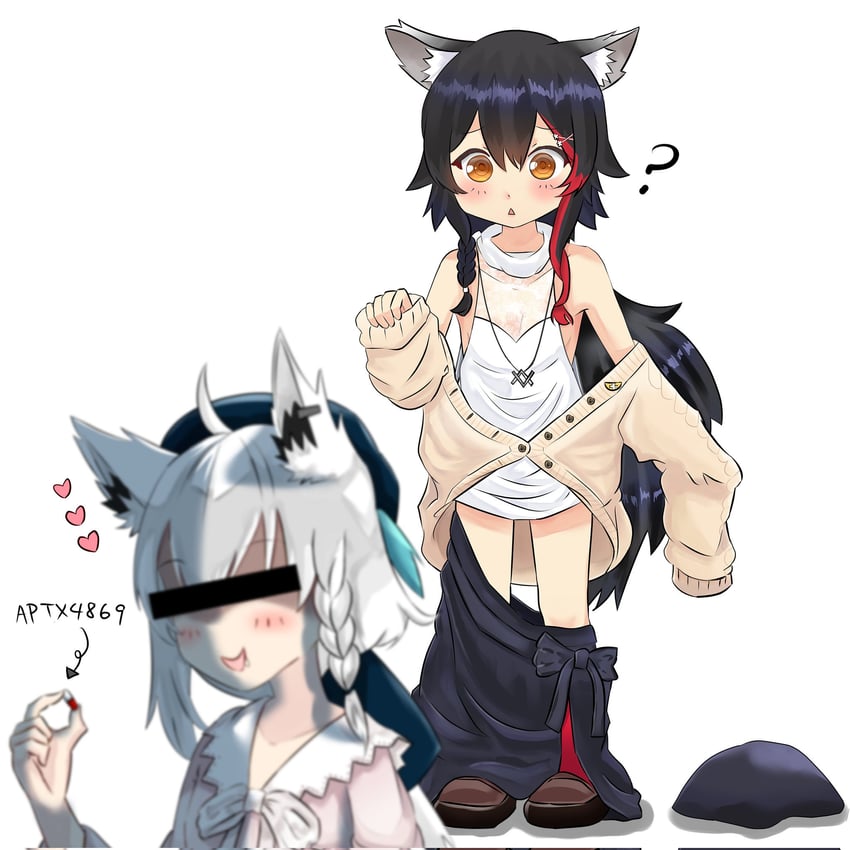 shirakami fubuki and ookami mio (hololive and 1 more) drawn by syaqastic