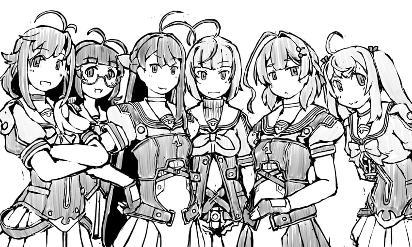 matsu, momo, ume, take, kaya, and 1 more (kantai collection) drawn by task_(s_task80)