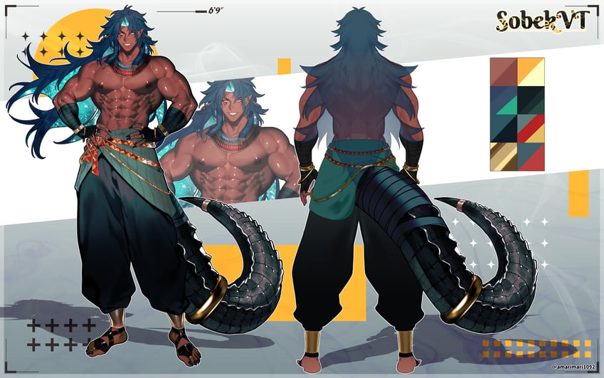 sobek and seto sobek (original and 2 more) drawn by amarimari1092