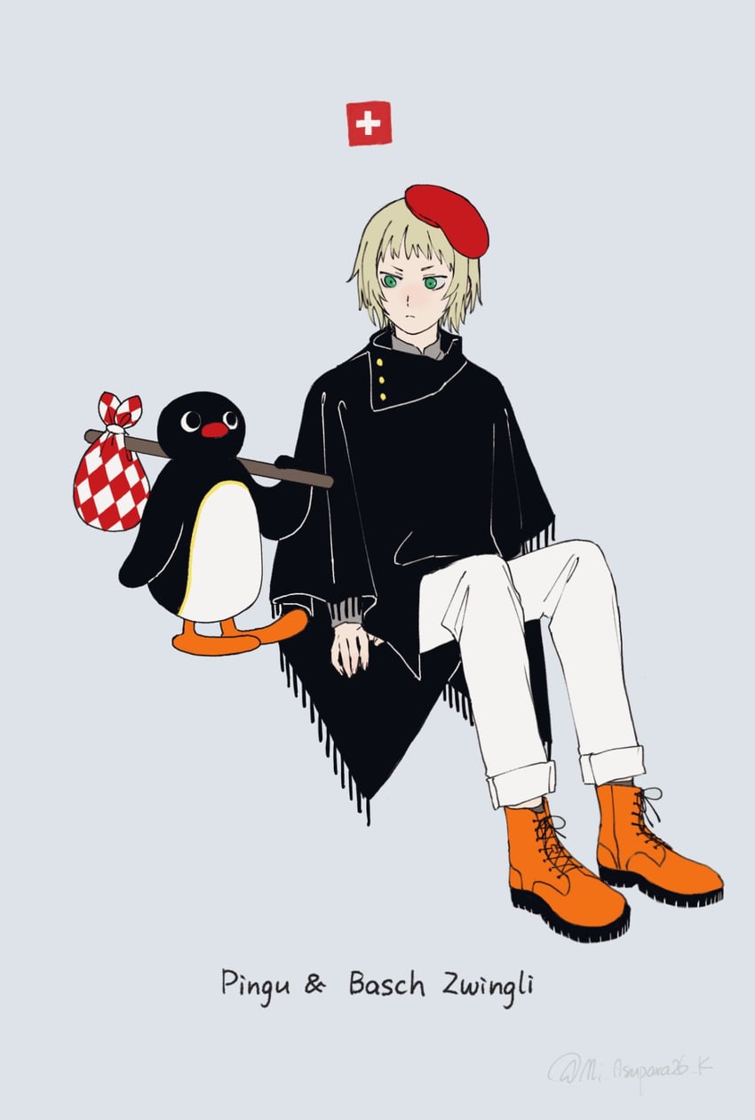 switzerland and pingu (axis powers hetalia and 1 more) drawn by mi_asupara26_k