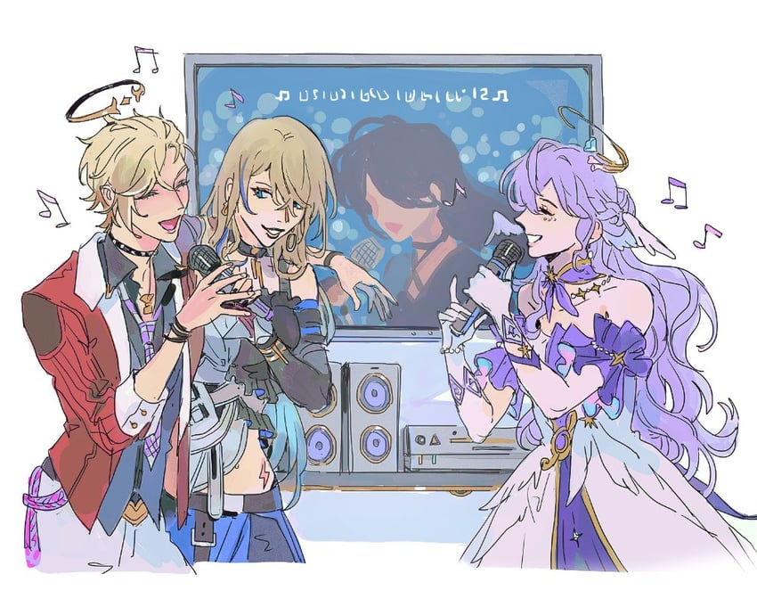 robin, serval landau, and siobhan (honkai and 1 more) drawn by bunnyclvb