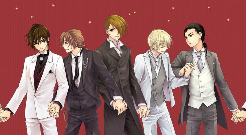 heero yuy, duo maxwell, chang wufei, trowa barton, and quatre raberba winner (gundam and 1 more) drawn by iwatsuki