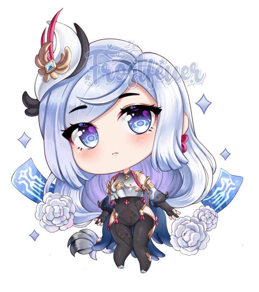 shenhe (genshin impact) drawn by frostfeuer