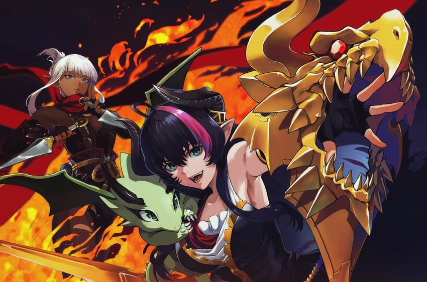knight, thief, dragon knight, and kunoichi (dungeon and fighter and 1 more) drawn by gauss_<bokashi