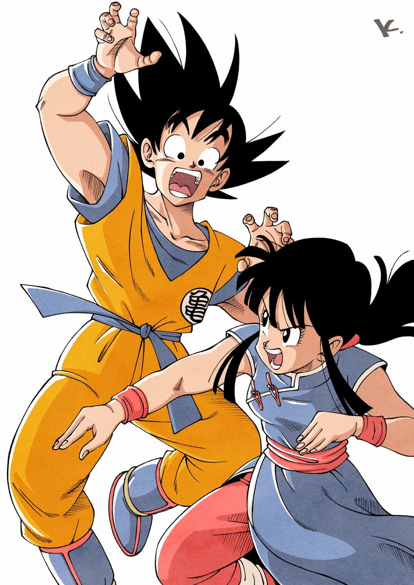 son goku and chi-chi (dragon ball) drawn by kakeru_(dbskakeru)