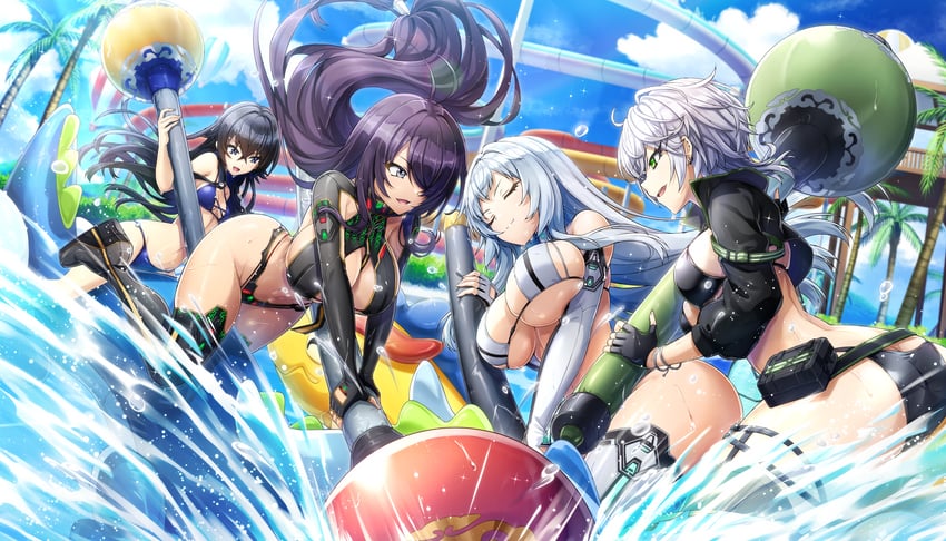 kan'u unchou, chouun shiryuu, hagane otsuki, and sarah anthony (ikkitousen and 1 more) drawn by ootomo_takuji