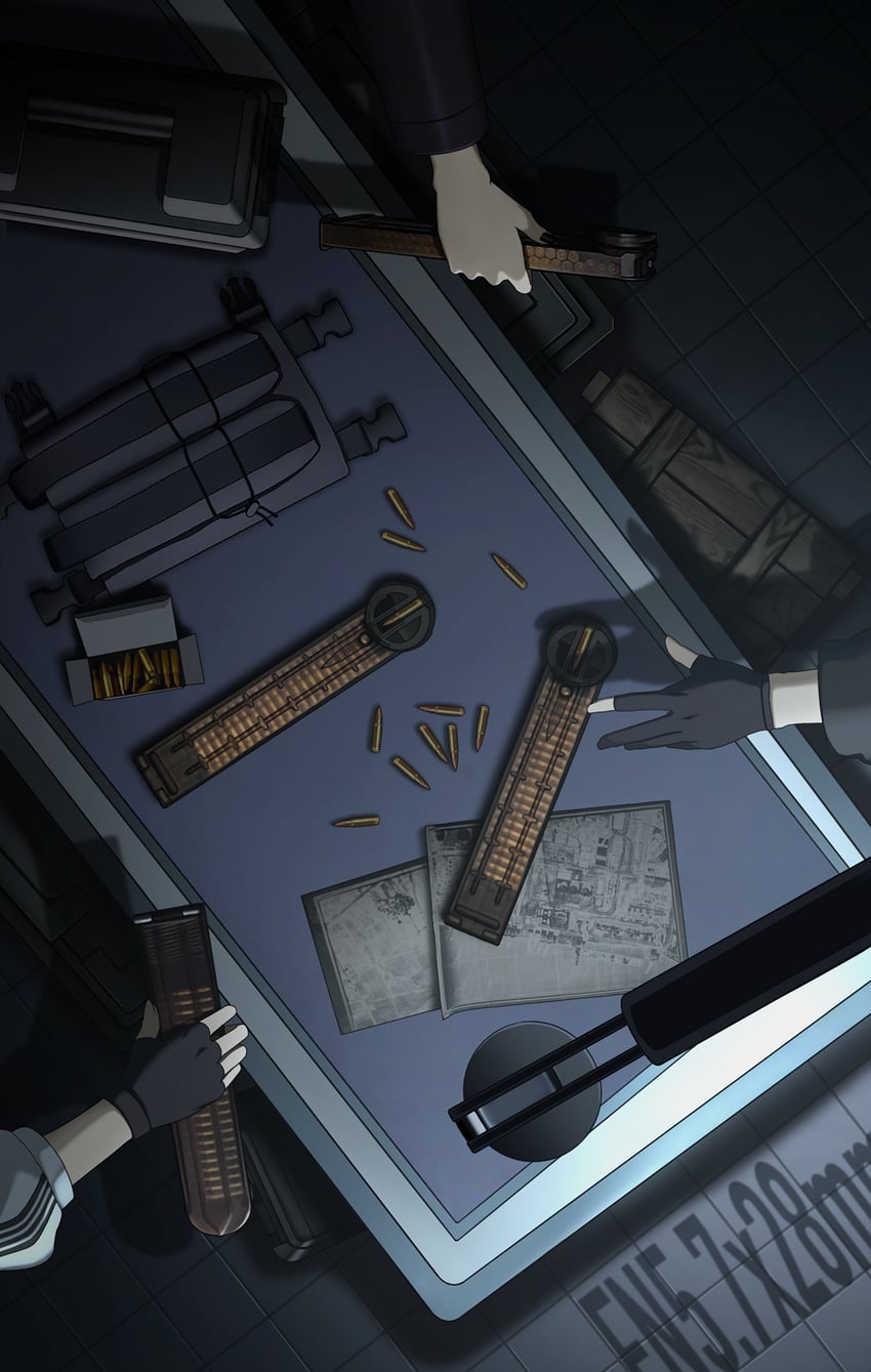 p90, ar-57, and p50 (girls' frontline) drawn by cero_(last2stage)