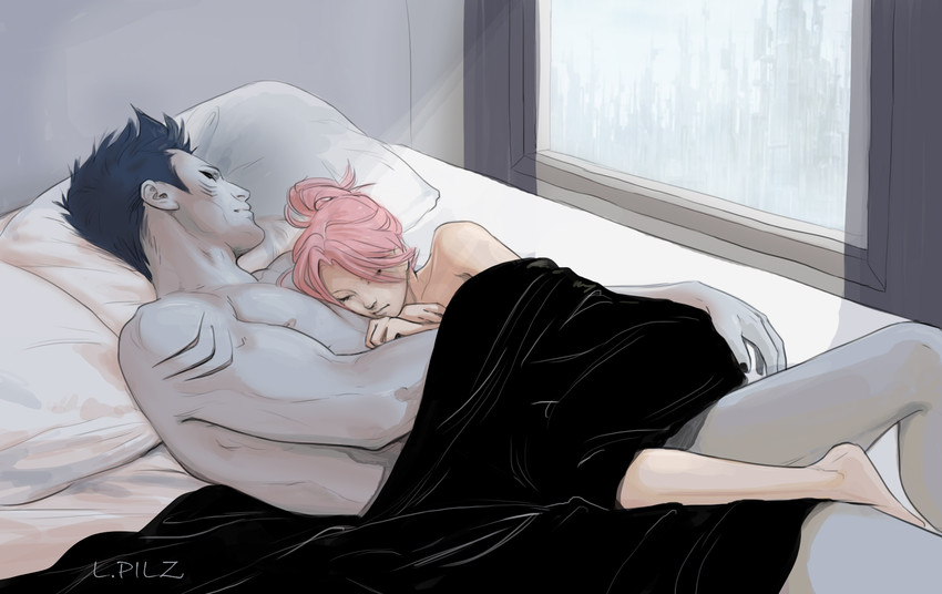 haruno sakura and hoshigaki kisame (naruto and 1 more) drawn by lpilz