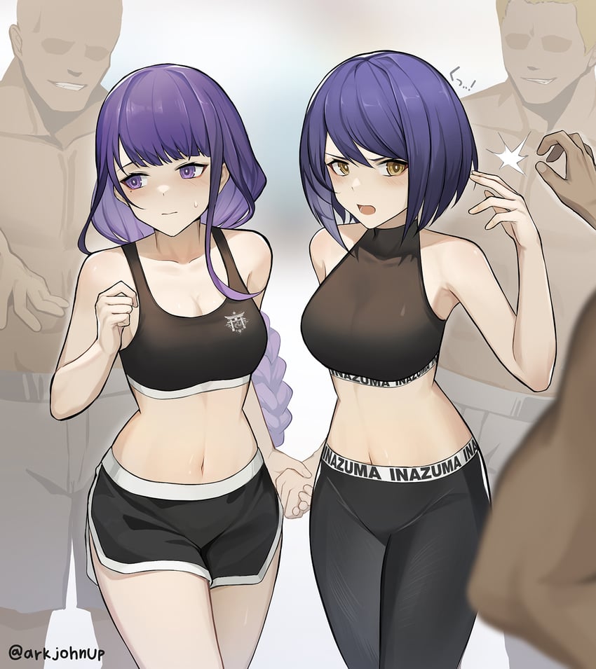 raiden shogun and kujou sara (genshin impact) drawn by ark_john_up