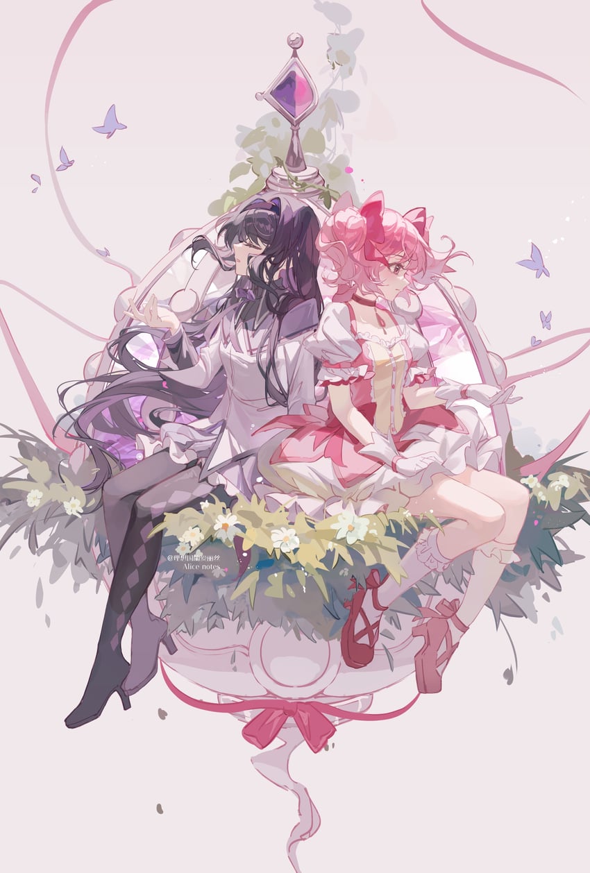 akemi homura and kaname madoka (mahou shoujo madoka magica) drawn by lixiang_guo_alice