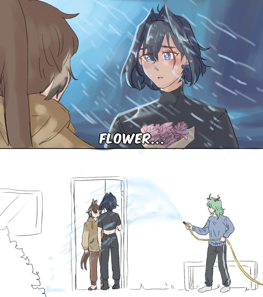 ouro kronii, nanashi mumei, and ceres fauna (hololive and 1 more) drawn by dhominic25