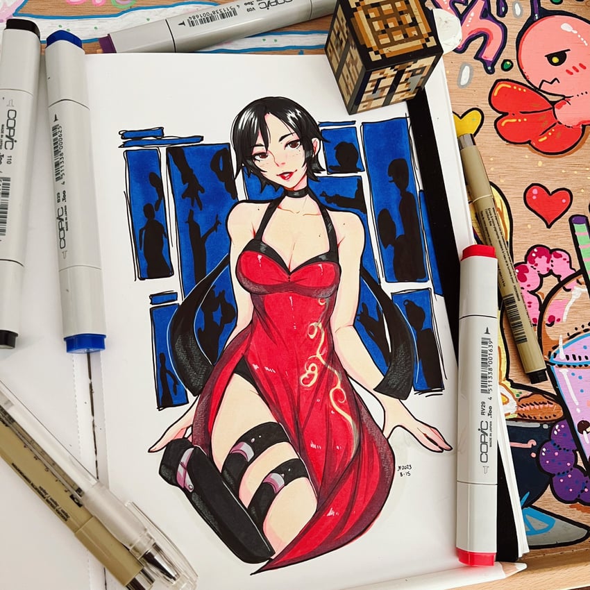 ada wong (resident evil and 1 more) drawn by 5-ish_(crevettavt)