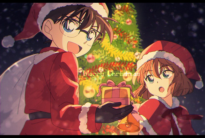 edogawa conan and haibara ai (meitantei conan) drawn by hage_ta