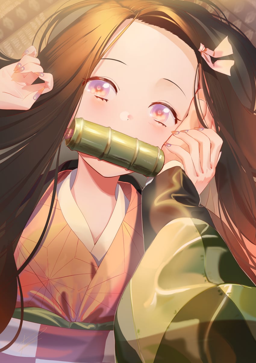 kamado nezuko and kamado tanjirou (kimetsu no yaiba) drawn by poligon_(046)