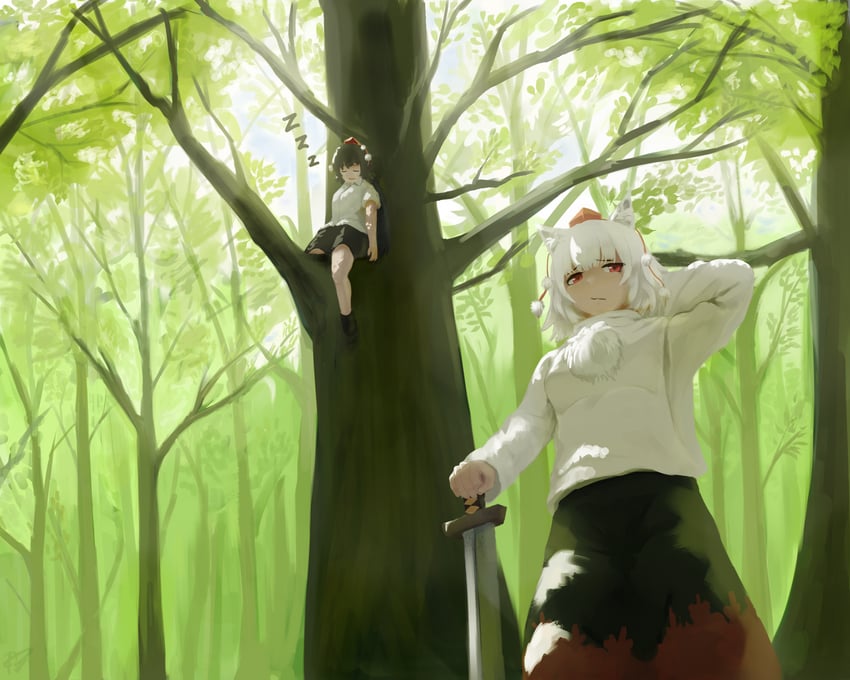 shameimaru aya and inubashiri momiji (touhou) drawn by haneda_tomo