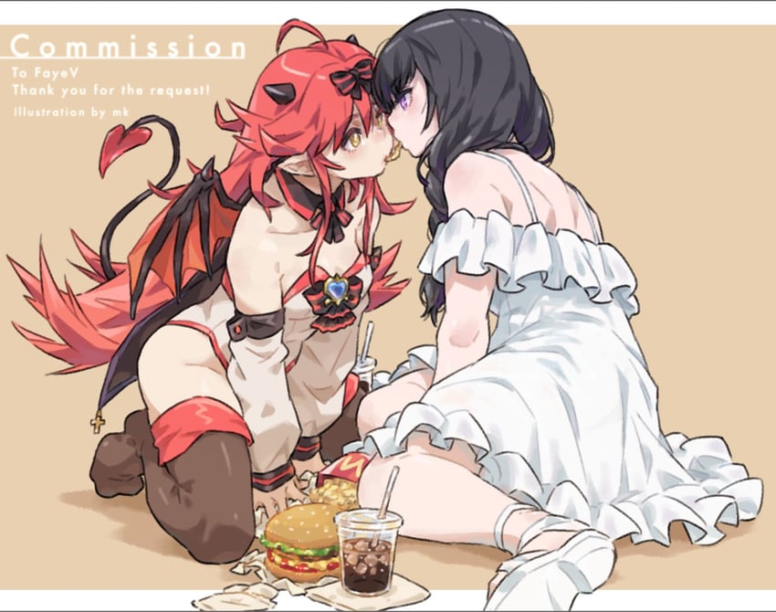 miki and mahiru (nijisanji and 2 more) drawn by m_k