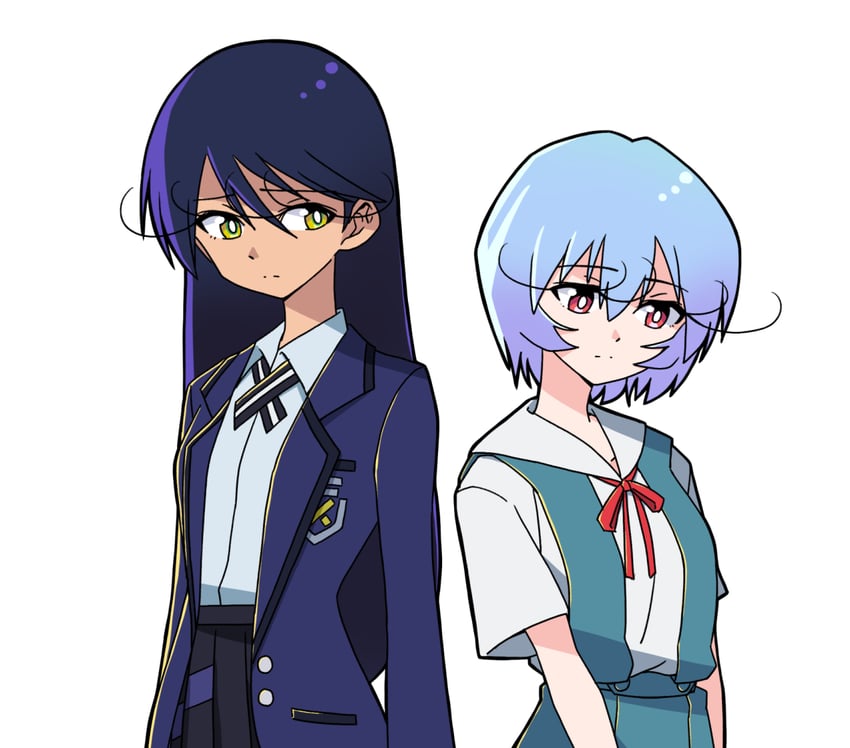 ayanami rei and nyaan (gundam and 2 more) drawn by sashimi_(sasihmi)
