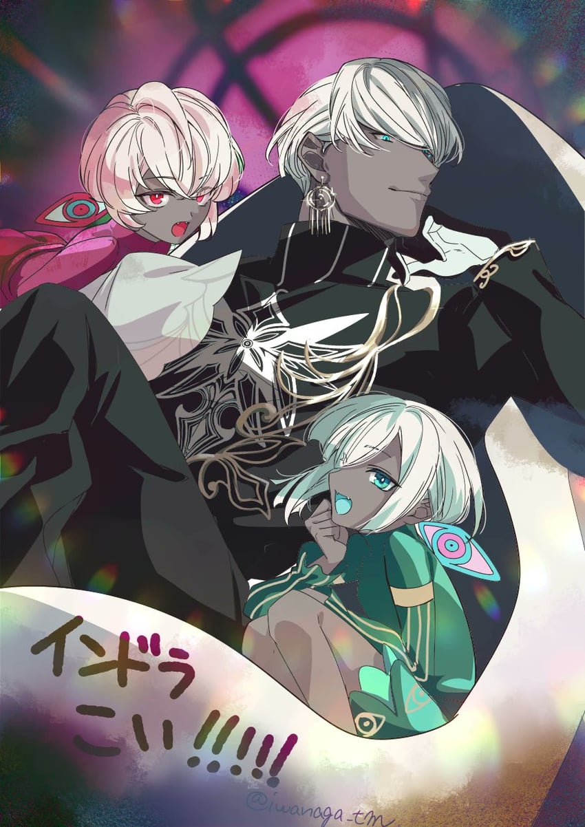 indra, girl vajra, and boy vajra (fate and 1 more) drawn by iwanaga_tm
