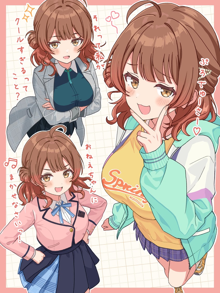 fujita kotone, hanami ume, hanami saki, and tsukimura temari (idolmaster and 1 more) drawn by hiyoko_neneko
