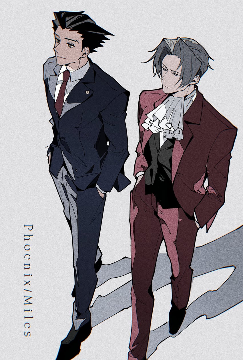 phoenix wright and miles edgeworth (ace attorney) drawn by c138300