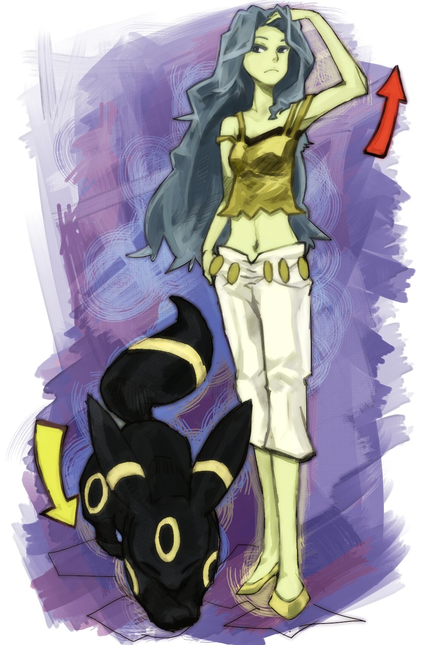 umbreon and karen (pokemon and 1 more) drawn by nagio_(nagi0)