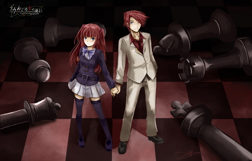 ushiromiya battler and ushiromiya ange (umineko no naku koro ni) drawn by sinzire