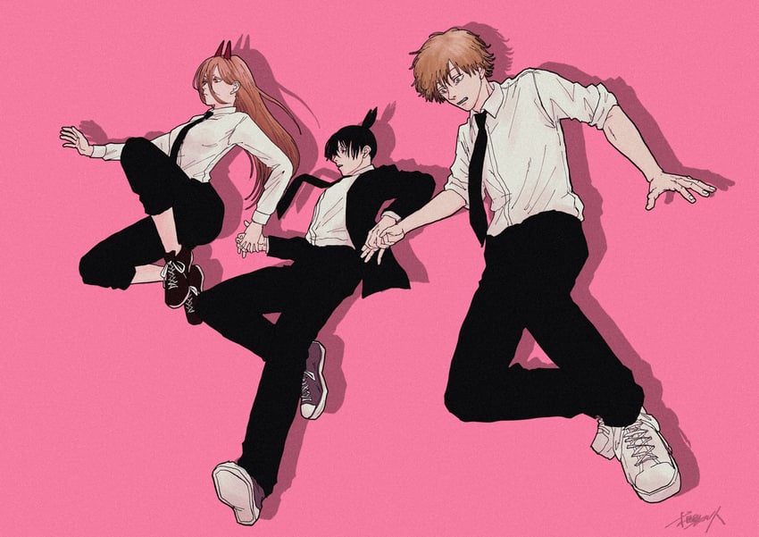 power, denji, and hayakawa aki (chainsaw man) drawn by nenashibito
