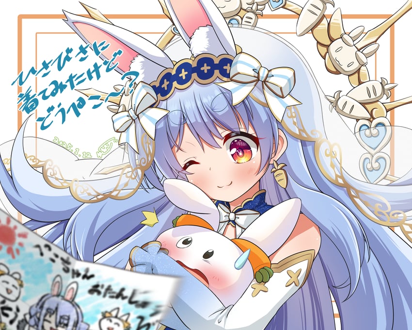usada pekora and pekomon (hololive) drawn by jun_(noiji_guren_0220)