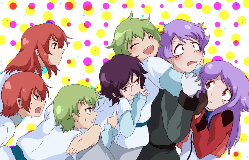 anew returner, ribbons almark, regene regetta, hilling care, revive revival, and 2 more (gundam and 2 more) drawn by aucie