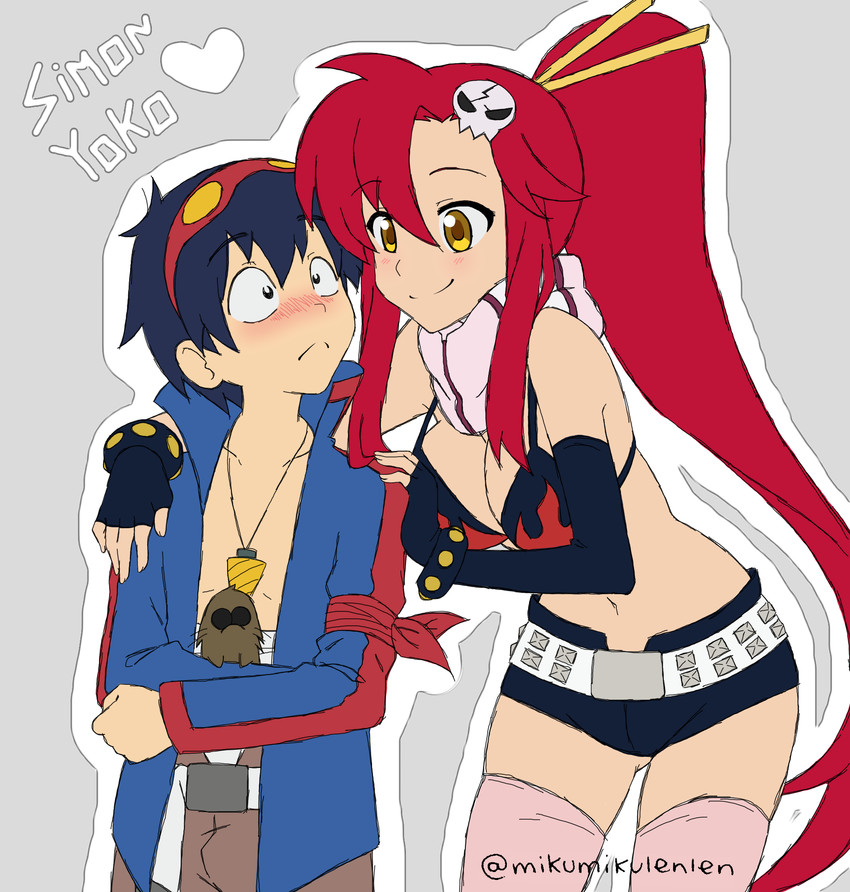 yoko littner, simon, and boota (tengen toppa gurren lagann) drawn by ariamikukanzaki