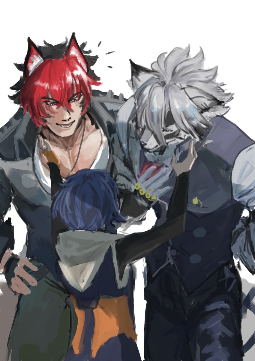 belle, von lycaon, and komano manato (zenless zone zero) drawn by aka_boguma