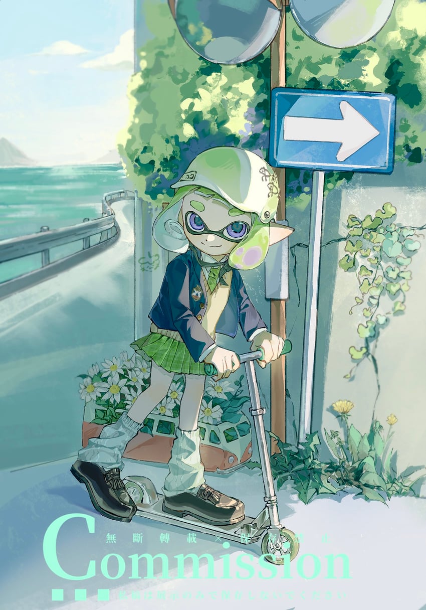 inkling player character and inkling girl (splatoon) drawn by zeqwq