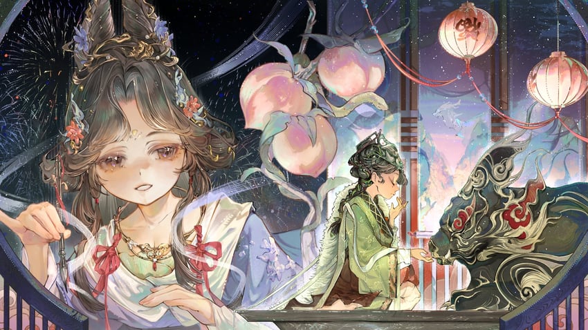 jiu niangzi, liang yue, and qiangliang (reverse:1999) drawn by takatsuki_haru