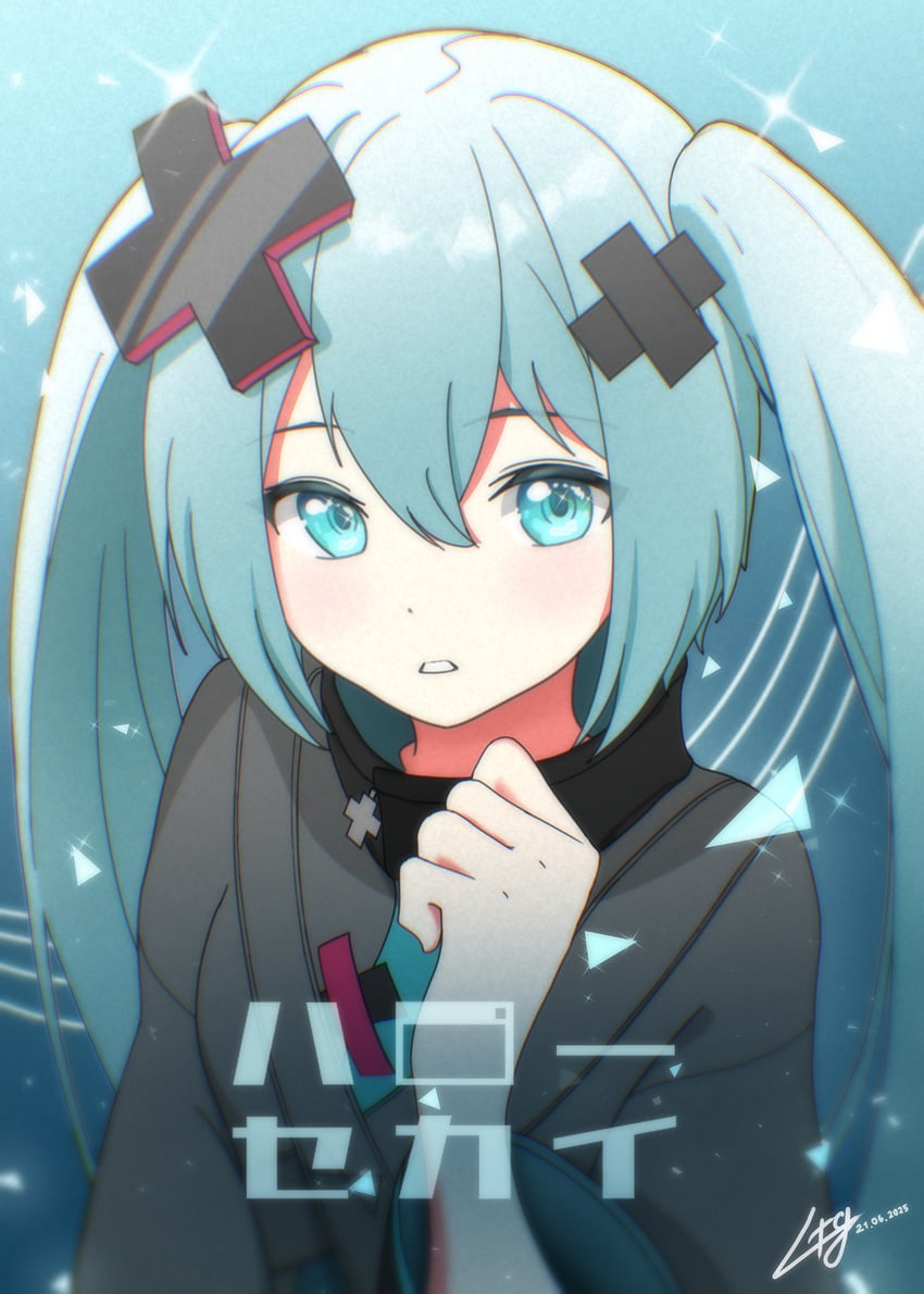 hatsune miku and batsu miku (vocaloid and 2 more) drawn by ltg_long