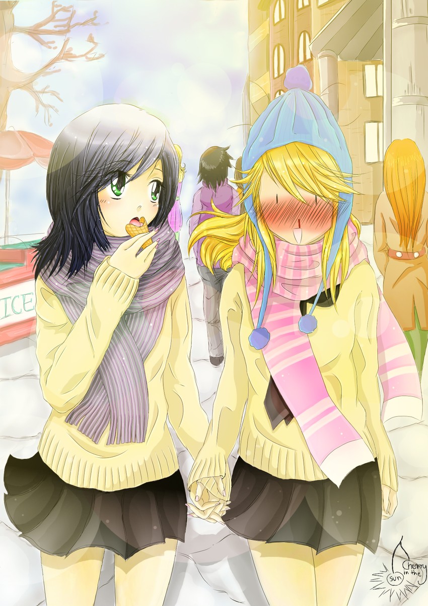 oohashi akiko and kumakura mariko (girl friends) drawn by cherry_in_the_sun
