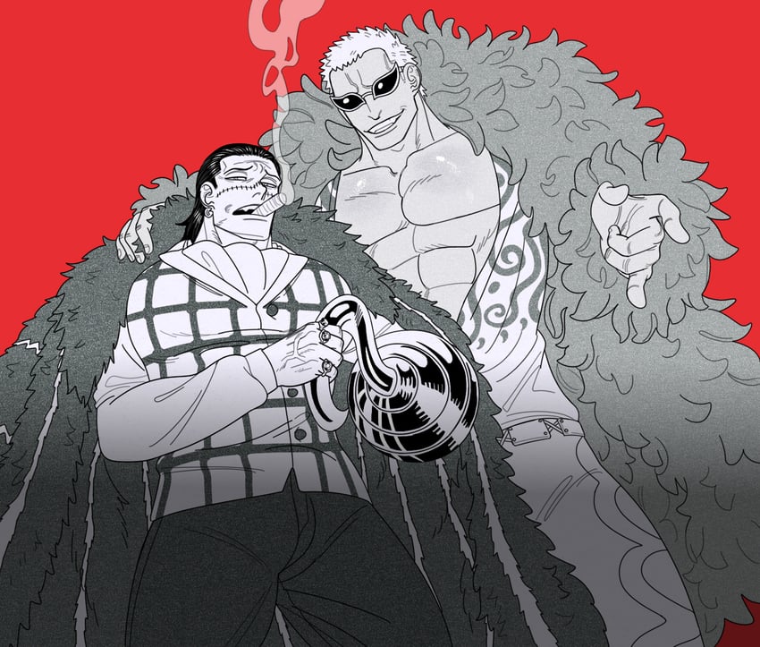 donquixote doflamingo and crocodile (one piece) drawn by mg_cls