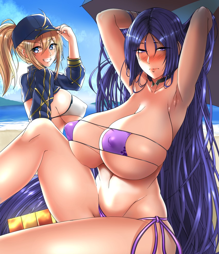 artoria pendragon, minamoto no raikou, and mysterious heroine xx (fate and 1 more) drawn by saggitary