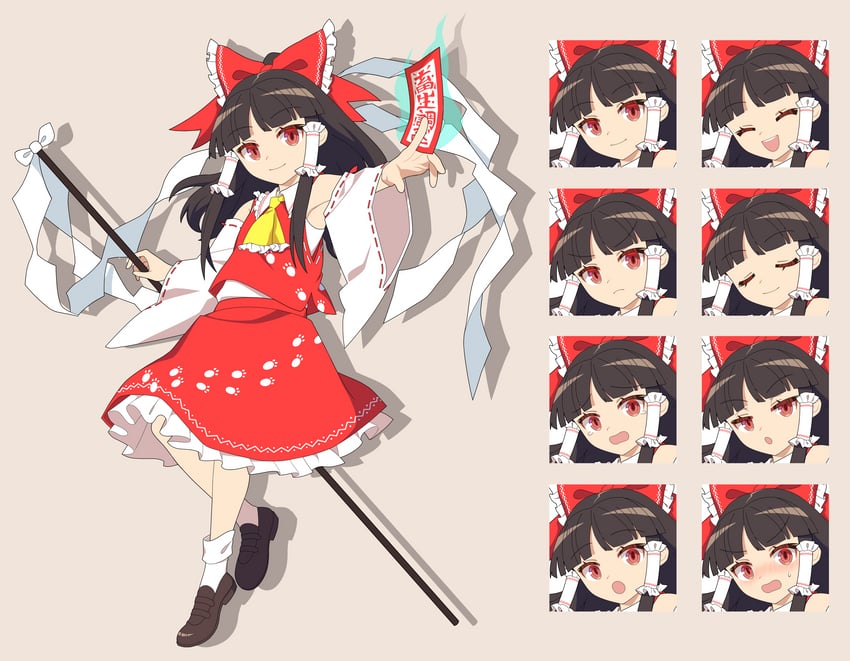 hakurei reimu (touhou and 1 more) drawn by 4rion